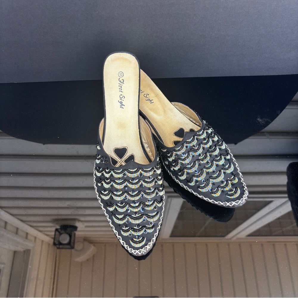 First Sight Embellished Mules Size 10
